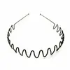 Base negra de hierro onda espiral aro deportivo para la cabeza hebilla para el pelo horquilla fina de baño universal para hombres y niñas aro para lavarse el pelo al por mayor