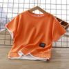 [Gran Venta ~ Gran Venta] Camiseta de Verano para Niños Algodón Waffle Falso Dos Piezas Manga Corta Niño Bebé Estilo Coreano Camiseta Falsa de Dos Piezas