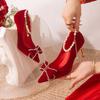 Zapatos de boda de tacón grueso para mujer, nuevos 2023, con hebilla, tacón grueso, de una sola capa, gran cantidad y favorables