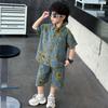 Ropa de Verano para Niños, Traje de Mezclilla Floral de Manga Corta para Niños, Ropa de Bebé de Moda Fresca Estilo Coreano Nuevo 2026