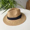 Chapéu de Palha Jazz de Verão proteção solar para viagem Chapéu Alto Britânico Vazado chapéu de casal plano borda costeira férias Chapéu Francês
