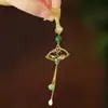 Pingente de Leque Dobrável de Lótus, Broche de Lapela Prensado, Fivela Anti-Exposição, Pingente Antigo de Alto Padrão, Pingente de Borla, Acessórios de Joias