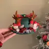 Acessório de Cabeça Sino de Natal Pequeno Chapéu de Coco Acessórios de Cabelo Atmosfera de Natal Chifre de Rena Grampo Fofo Versátil Acessório de Cabeça de Ano Novo