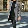 Gabardina casual de un solo botón para hombre 2026, gabardina de moda transfronteriza para hombre, en stock en Amazon, abrigo de lana de color liso para hombre de otoño e invierno