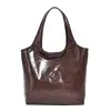 Bolso Tote de Cuero Encerado Retro para Mujer 2025 Nuevo Invierno Gran Capacidad para el Trabajo y los Viajes Cotidianos Bolso de Hombro y Axila