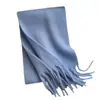 Bufanda Cálida de Color Sólido Nueva de Invierno con Borlas, Chal Bufanda Simple Versátil, Bufanda Cálida de Lana