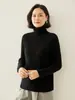 Novo Suéter de Caxemira Espesso de Outono e Inverno para Mulheres, Linha de Frente, Pronto para Vestir, Gola Alta, Listrado, Tricô, Camada Base, Pulôver, Suéter Simples