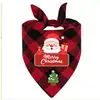 Bufanda de Saliva Navideña para Mascotas Bufanda Triangular Bufanda para Gato Cuadros Rojos Cuadros Verdes Bufanda Triangular Impresa Personalizada Fabricante Transfronterizo