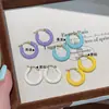 Moda Verão Simples Colorido Esmalte Dopamina Brincos Leve Luxo High-End Versátil Argolas