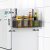 Prateleira de armazenamento lateral para geladeira de cozinha, montada na parede, multifuncional, multicamadas, para armazenar temperos e filme plástico