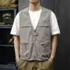 Chaleco de Trabajo Funcional Estilo Americano para Hombre, Chaleco sin Mangas de Verano para Pesca al Aire Libre, Camping con Múltiples Bolsillos, Chaleco Funcional