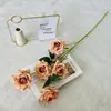 5 Cabezas de Rosas Cappuccino Flores Artificiales Decoración de Boda Arreglo Floral Pasillo Flor Fondo de Pared Boda t Escenario