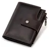Cartera Personalizada Transfronteriza para Hombre de Primera Capa Piel Crazy Horse Antimanética Rfid Billetera Corta Multifuncional Piel Genuina Cero Remaches