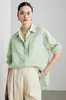 Camisa 100% Ramio para Mujer, Nuevo Estilo Primavera y Verano 2026, Manga Larga, Corte Holgado, Color Sólido, Estilo Minimalista, Camisa Protectora Solar