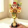 Produto acabado criativo Presente para o Dia do Professor: Buquê de crochê de girassol com troféu de medalha de ouro para professores e coordenadores de turma, masculinos e femininos