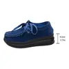 2026 Zapatillas de Gamuza Cómodas con Cordones y Punta Redonda Transfronterizas para Mujer Otoño Zapatos Casuales Talla Grande Planos de Suela Gruesa Venta al por Mayor