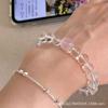 Pulsera Dulce de Gama Alta con Cuentas de Cristal Rosa Natural y Cristal Blanco Coloridas y Frescas para Estabilización del Ánimo para Mujeres
