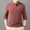 Camiseta de manga larga para hombre de seda de hielo de primavera, moderna y casual, fina y de corte holgado, adecuada para hombres jóvenes y de mediana edad, estilo papá