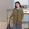 Gabardina de longitud media estilo coreano para niños Aimobebe, para niños mayores, con cuello de solapa, diseño casual de un solo botón y una prenda exterior casual