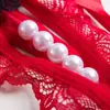 Calcinha Feminina Sexy com Design Vazado e Massagem com Pérolas, Tanga de Tentação com Abertura na Virilha, Não Precisa Remover para Relação Sexual 2167