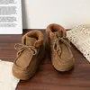 Botas de Nieve de Terciopelo Plus para Mujer Zapatos Cálidos de Algodón para Mujer 2026 Nuevo Estilo de Otoño Impermeables Suela Gruesa Zapatos tipo Pan Zapatos Bajos Modernos