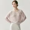 Suéter de Punto de Cachemira para Mujer de Color Sólido para Otoño e Invierno, Chaqueta de Punto Hueca con Cuello en V, Top Versátil Holgado Adelgazante