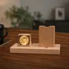 Portalápices de Madera Maciza y Cristal, Luz de Noche, Decoración de Escritorio Feng Shui, Regalo Empresarial Creativo, Regalo de Cumpleaños para Estudiante, Recuerdo