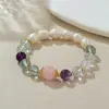 Pulseiras de Cristal Colorido, Pulseiras de Pérolas Naturais de Água Doce, Joias, Barracas de Mercado Noturno Mais Vendidas em Pontos Turísticos, Atacado