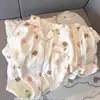 2024 Nuevo Pijama de Algodón Nube para Mujer Verano Manga Corta Shorts Dulce Lindo Dibujos Animados Ropa de Casa para Dama traje