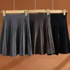 Novo Outono/Inverno Malha 100% Lã Lurex Mini Saia Plissada Feminina Cintura Alta Emagrecedora Versátil Meia Saia Saia Plissada