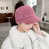 Nuevo sombrero de copa vacío para mujer, otoño e invierno, cálido para viajar, sombrero de lana casual, gorra de visera tejida coreana para correr, todo-partido, moda