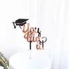 Novo Cartão de Inserção para Decoração de Bolo da Temporada de Formatura Transfronteiriça Chapéu de Formando Acrílico Decoração de Bolo de Aniversário para Festa de Formatura