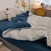 Conjunto de Quatro Peças Liso de Algodão Puro Genuíno para Maternidade e Bebê, Estilo Ins Lençol de Cama de Algodão Puro Lavado para Dormir Nu, Capa de Edredom, Conjunto de Três Peças para Dormitório