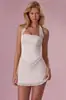 Estilo Europeo y Americano 2026 Nuevo Fresco Vestido Corto Bodycon Fruncido de Cuello Halter y Cuadrado con Acolchado de Gasa de Lujo