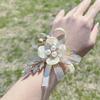 Corsage de pulso casamento noiva damas de honra flor de pulso casamento melhor amiga pulseira estilo floresta crianças dança flor de pulso