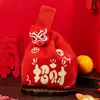 2026 Ano Novo Ano do Serpente Festival da Primavera Sacola de Presente Caixa de Presente Lembrança Bolsa de Tricô Bolsa Festiva Vermelha Bolsa de Mão Vermelha