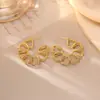 Brincos Envolventes Flor Vazada Banhados a Ouro Real, Brincos de Design Criativo Exquisitos da Moda de Alto Padrão, Brincos Estilo Europeu e Americano