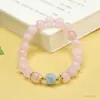 Pulseira de Cristal Rosa Natural Aiyu Pulseira de Cristal de Círculo Único Água-marinha para Mulheres Atacado de Fábrica e Dropshipping S4040402