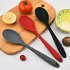 Cuchara grande densa de silicona todo en uno, utensilios de cocina de silicona, cuchara antiadherente para cocinar sopa, cuchara para mezclar, mango largo, ensalada más
