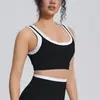 Top Esportivo Cruzado de Toque Nu Falso Duas Peças Costurado Color Block Costas Bonitas Sutiã de Yoga Corrida Fitness Roupa Íntima Esportiva Feminina