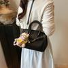 Bolso Platino Portátil de Moda con Textura de Alta Gama para Mujer 2025 Nuevo Transfronterizo Patrón Lichi Elegante Combinable Bolso de Hombro Cruzado