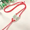 Collar de cuerda ajustable con corona de cuentas de transferencia de jade de imitación, venta al por mayor, cuerda de jade dorada y plateada, cordón colgante
