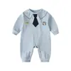 Romper Nuevo de Otoño Estilo Academia Dibujo de Corbata Ropa para Gatear de Bebé Ropa Infantil Simple de Manga Larga Estilo Otoño