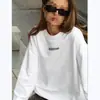 Camiseta de Algodão Puro com Manga Longa Estilo Americano para Outono e Inverno Feminina, Marca Trendy Europeia e Americana, Corte Solto, Versátil, Estilosa, Estampa de Nicho, Marca Trendy Ins, Fashion