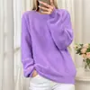 Comercio Exterior Amazon Sitio Independiente Otoño e Invierno Nuevo Cuello Redondo Color Sólido Ganchillo Manga Larga Jersey de Punto Pulóver para Mujer
