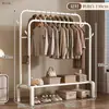 Cabideiro Quarto Simples Interno Casa Cabide de Roupas Prateleira Varanda Varal de Roupas de Barra Dupla Cabideiro Vertical para Armazenamento de Roupas