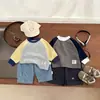 Camiseta de Manga Larga para Bebé Ropa de Otoño para Niños, Versátil Camiseta Básica de Color Contrastante de Moda, Ropa Casual y Cómoda de Primavera para Niños
