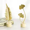 Adorno Metálico Minimalista de Hoja de Ginkgo de Lujo Nórdico para el Hogar, Sala de Estar, Gabinete de Vino, Oficina, Decoración de Escritorio y Manualidades