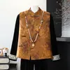 Conjunto de Manga Longa Outono Plus Size 50s para Mães 2026 Novo Primavera Outono Leve Estilo Chinês Conjunto de Três Peças para Mulheres de Meia-Idade e Idosas