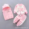 Roupas Infantis 2024 Primavera Nova Roupa Infantil Bebê Conjunto de Três Peças Primavera para Meninas Terno de Primavera para Meninos